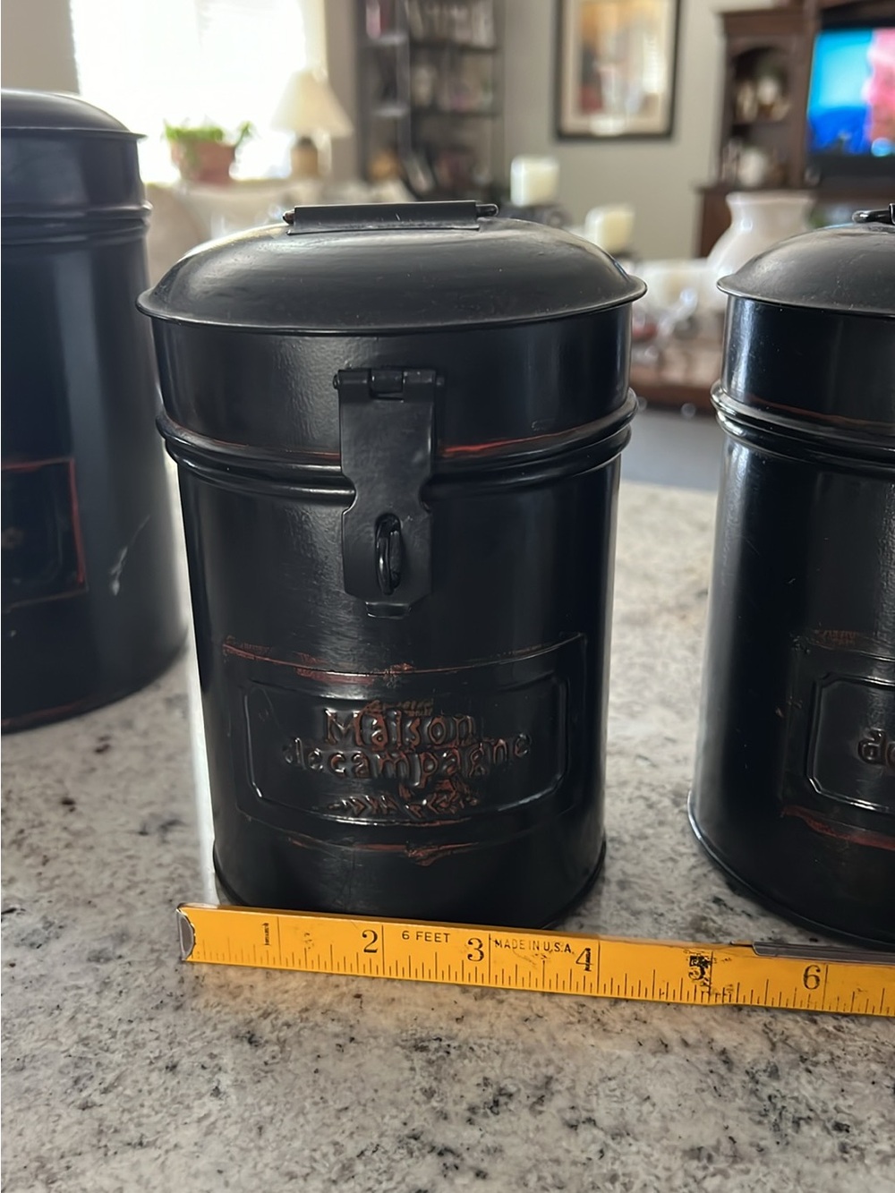 Set of 3 Metal Canisters Home Decor - Picture 8 of 12